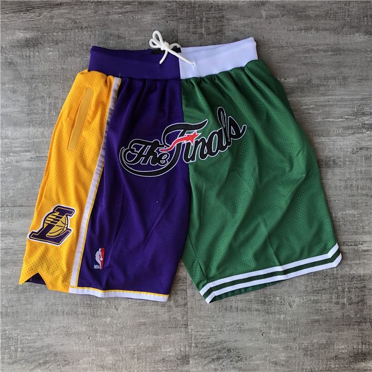 Men NBA 2021 Los Angeles Lakers Yellow Shorts 4->los angeles lakers->NBA Jersey